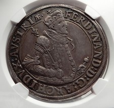 1564-1595AD ARCHDUKE Ferdinand II Silver Taler of Austria Large Coin NGC i58183