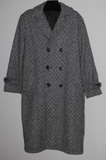 Men's Vintage Coat Sz Small 36 38 Black White Gray Tweed Chevron Pattern Nice!