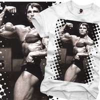 E1SYNDICATE T SHIRT ARNOLD SCHWARZENEGGER PUMPING IRON BODYBUILDING 59 S/M/L/X
