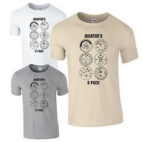 Aviator's Six Pack T-Shirt - Aeroplane Aircraft Plane Dials Pilot 6 Mens Top