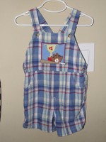 Boy Boutique 24m Baseball Bat Jon Jon Romper Blue Plaid Shortall Glove Trophy 