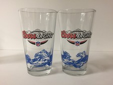 Coors Light NFL Beer Pint Glass ~ Set of Two (2) ~ 16 oz Pint Glasses ~ NEW