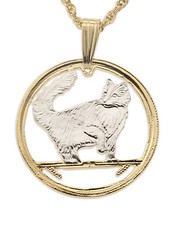 Cat (Norwegian Forest) Pendant & Necklace Isle Of Man Coin 3/4"dia. ( # 662 )