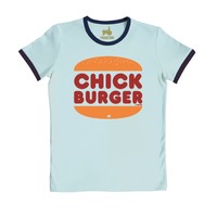 Chick Burger T-Shirt - Fun Shirt - Spaß Shirt -blau - Original - Marke TRAKTOR®