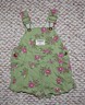 Oshkosh B'gosh girls green floral overall shorts sz 12 months perfect shape