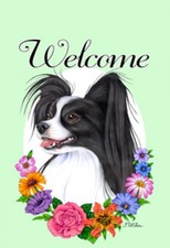Garden Indoor/Outdoor Welcome Flag (Flowers) - Black & White Papillon 630781