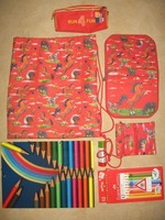 6 tlg. rot PFERDE Sportbeutel+ Mäppchen+ Geldbeutel+ 12 NEUE FABER Stifte+ Mappe