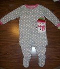Girls CARTER'S SNOWMAN Blanket Sleeper / Pajamas - Size 4 - NEW NWT $30 GRAY