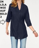 Neu Damen long Bluse in Gr. 40 M LILA BILD 2  Stehkragen Baumwolle 494906 -1B