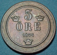 New listing
Sweden - 1874 - 5 Ore - Nice Old Bronze Coin