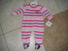 Minnie Mouse Girls baby Fleece Footed Pajamas Blanket Sleeper 3 6 months Disney