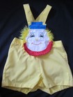 Infant Boys Vintage Sunsuit, Cross Back, Kmart, Yellow CLOWN FACE, LQQK 24 month