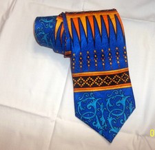 Rush Limbaugh No Boundaries 1996 Silk Tie Blue Gold  Black Repeating Pattern