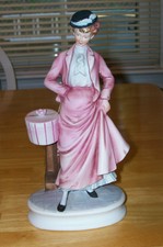 Vintage Lefton China figurine woman pink dress black hat Kw4518 hand painted