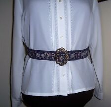 Civil War/Victorian/Sass Ladies Adjustable Belt (navy and multi colors) max. 40"