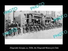 OLD LARGE HISTORIC PHOTO OF FITZGERALD GEORGIA, FITZGERALD MOTORCYCLE CLUB c1920