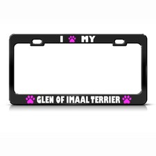 Glen Of Imaal Terrier Paw Love Pet Dog Metal License Plate Frame Tag Holder