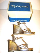 Original E.S Originals Vintage Retro 60s 70's Disco Platform Heels Shoes 7 1/2 8