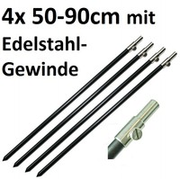 4x Bank Stick mit Edelstahl Gewinde 50-90cm Black Label Aluminium  leicht 