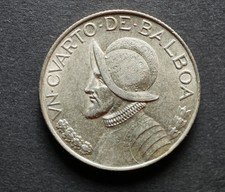 1947 Panama 1/4 Balboa Silver Coin - Nice Condition Au