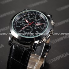 New Fashion Men's Leather Stainless Steel Military Sport Quartz Wrist Watch