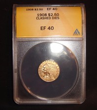 1908 $2 1/2 Liberty Head Gold Coin Quarter Eagle Error Coin very nice