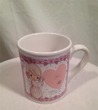 Enesco Precious Moments Jill Mug Collectible w/ Pink Heart - 1994