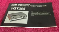 Vintage 1982 RCA SelectaVision Video Cassette Recorder VHS VGT205 Manual