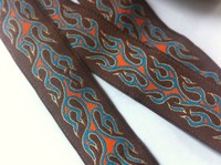 Traumschöne Borte,Flammen,Braun,Türkis,Orange,24mm,lfm