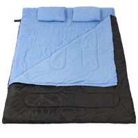 Huge Double Sleeping Bag 23F/-5C 2 Person Camping Hiking 86"x60" W/2 Pillows New