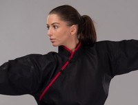 Phönix - Kung Fu Jacke mit roten Applikationen. 160-200cm. 100% Baumwolle. 