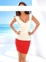 ASHLEY BROOKE-Edles Wasserfall-Top-Damen Designer-Top in Wickeloptik-ecru