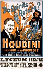 Magician Harry Houdini Magic Show 1909 Poster Ad Spiritualism Debunked Print 731