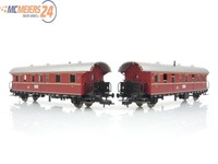 E6N182 Fleischmann H0 2x Personenwagen Rot 1.Kl.+2.Kl. DB + Licht