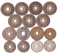 Japan Coins LOT of15pcs. "10SEN&5SEN" 1919-1944