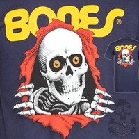 POWELL PERALTA Ripper Skateboard T-Shirt Marineblau - KNOCHEN BRIGADE