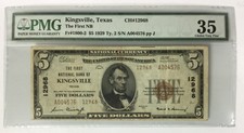 1929 $5 Kingsville Texas National ! Pmg Choice Very Fine Vf 35 ~ Ch# 12968