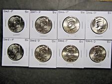 2004 2005 2006 2007 P D Kennedy Half Dollars From Mint Rolls (8 Coins Set)