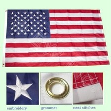 New 3 x 5 Ft American USA Nylon Flag Sewn Stripes with Embroidered Stars