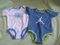 LOT OF 2 MICHAEL JORDAN BABY ONEPIECE BLUE AND GREEN BLUE AND WHITE 6-9 MONTHS