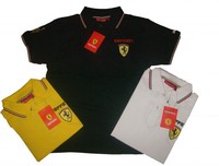 Mens Ferrari Polo Shirt Black White Yellow Sizes S, M, L, XL, XXL