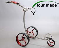 Tour Made RT-210W Edelstahl poliert Golf Push Trolley Wave Design Räder Rot