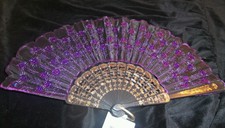 NewSpanish Style Church*Dance Party *Wedding Purlpe Sequin Folding Hand Held Fan