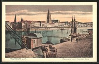 alte AK Frankfurt-Sachsenhausen, Mainpartie und Eiserner Steg 