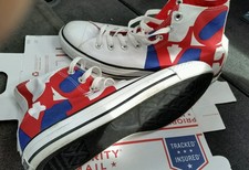 Rare Converse Red White Blue "Love" Chuck Taylor Hi Tops Sneaker unisex size 7.5