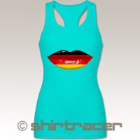 BL8770 Damen Frauen Tank Top Racerback - EM 2016 - Frankreich - Lippen Bodypaint