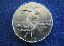 1970 Panama Silver 5 Balboas - Gem Semi/Pl Bright Uncirc - Free U S Shipping