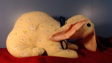 14" Yellow Spring Flannel Bunny Rabbit Plush Home Decor - Handmade