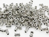 200x Metallperlen Spacer 6mm Walzen silber Großlochperlen Metall Perlen -7043