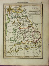 1832 Small Ancient Map ~ Britannia Antiqua ~ Secunda Coesariensis Valentia